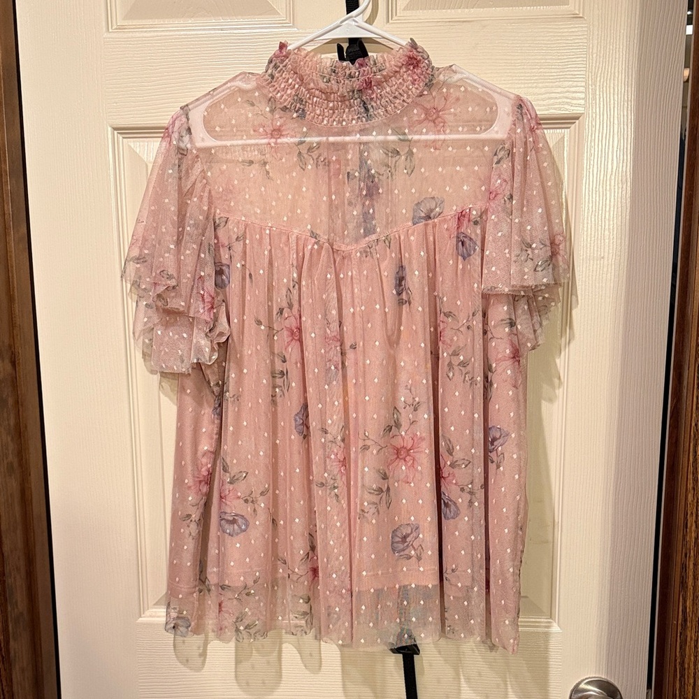 Floral Sheer Pink Blouse